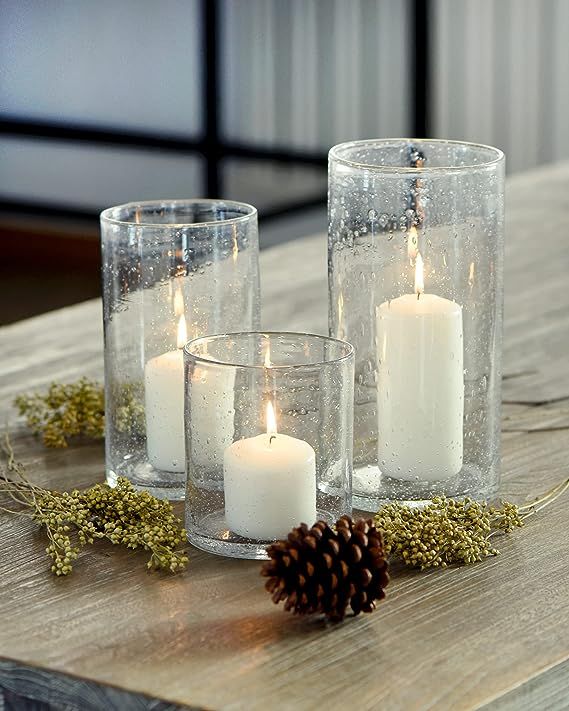 ARIAMOTION Hurricane Candle Holders Pillar Glass Clear Bubble Vase Flowers Centerpiece for Home K... | Amazon (US)