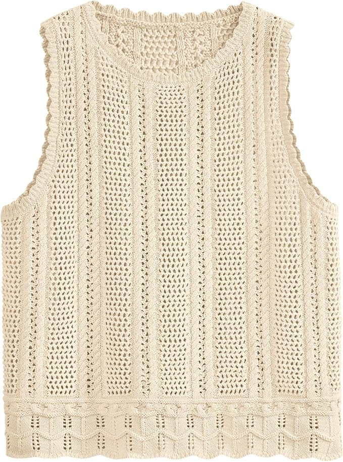 KIRUNDO Beach Vacation Clothes for Women Spring Summer Crochet Sweater Vest Tank Tops Cover Ups R... | Amazon (US)