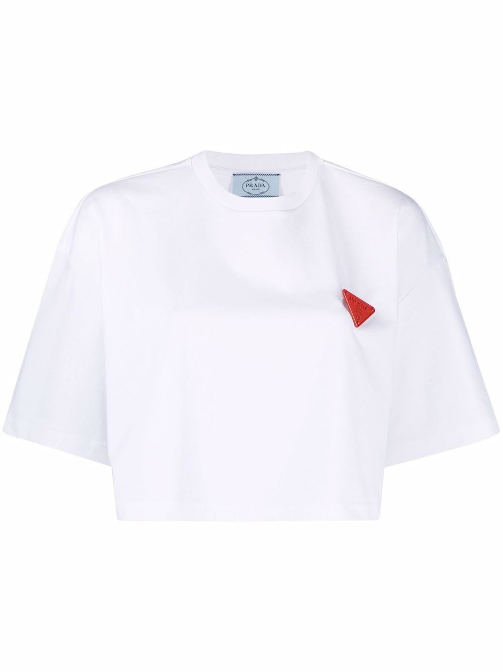 triangle-brooch cropped T-shirt | Farfetch Global
