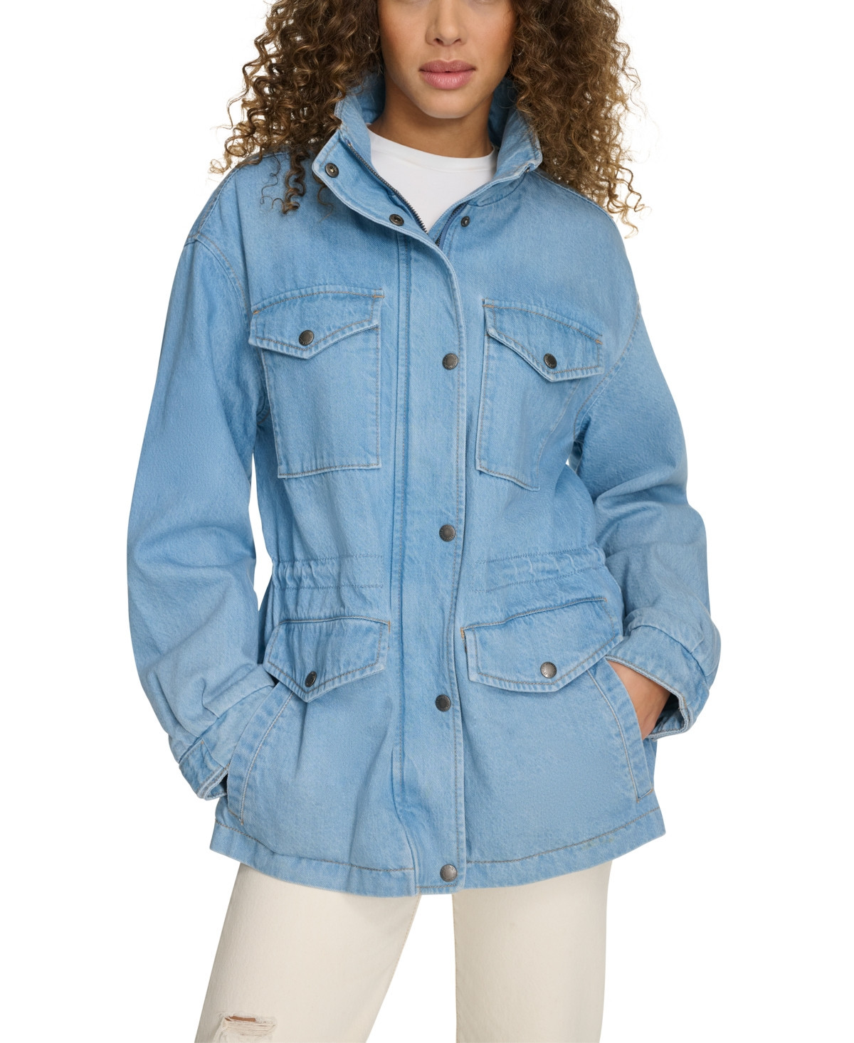 Levi's Women's Cotton Four-Pocket Utility Jacket - Light Wash Denim | Macy's