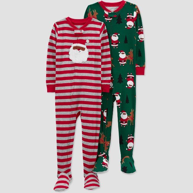 Carter's Just One You® Toddler Boys' Striped Santa Footed Pajama - Red | Target