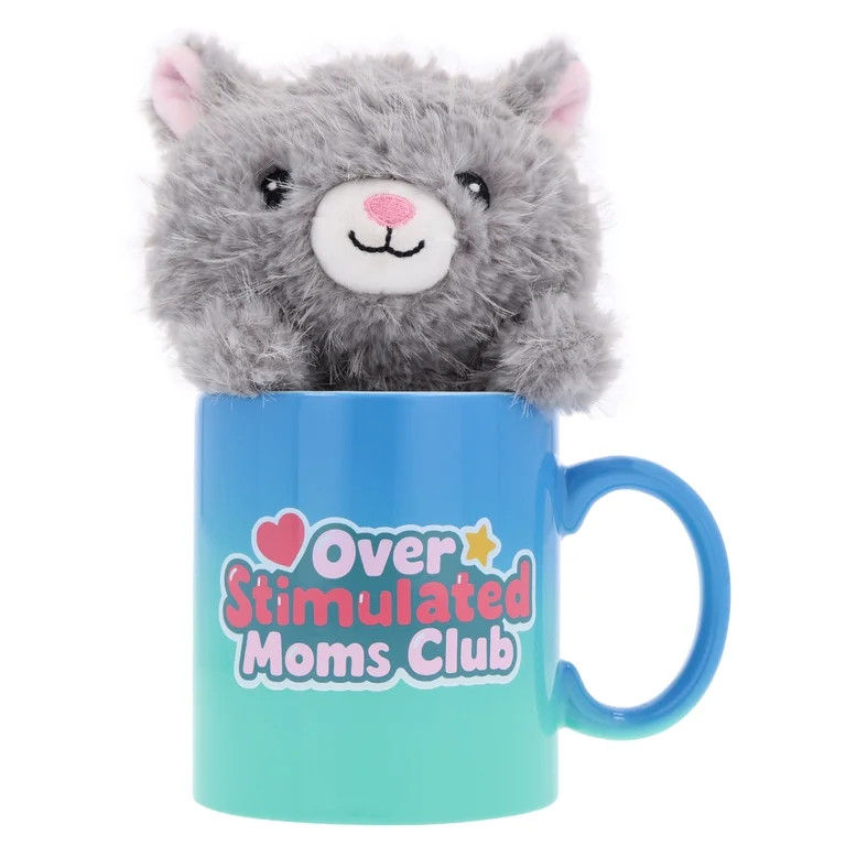 Cat Plush in Overstimulated Moms Club Mug, Multicolor, Mother's Day by Way To Celebrate | Walmart (US)