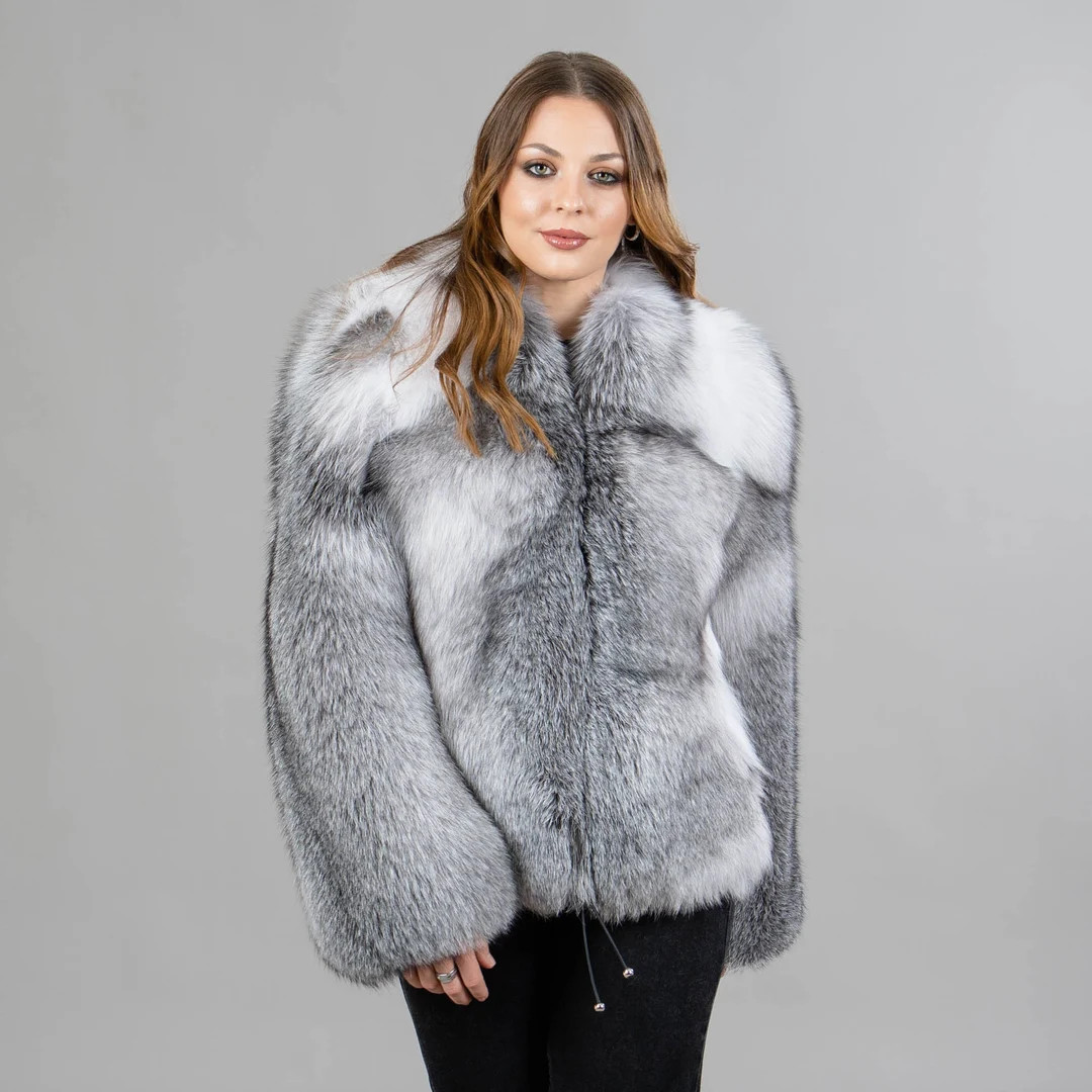 Fox fur jacket in gray color | Etsy (US)