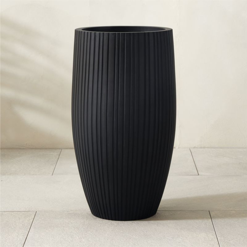 Zadie Black Resin Indoor/Outdoor Planter Medium + Reviews | CB2 | CB2