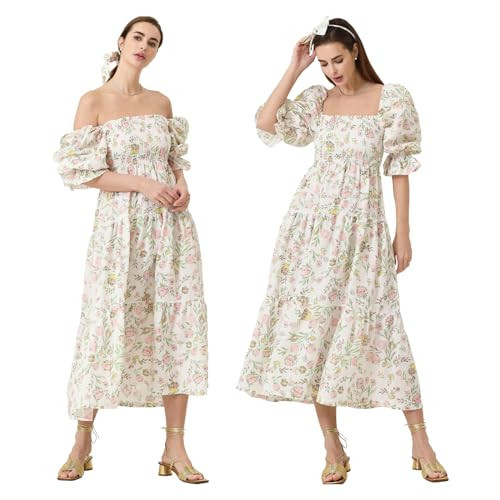 NOTHING FITS BUT Women’s Classic Linen Nursing Dress, Cotton Kiko Maternity Gown, Casual Maternity Dress, Bloom, L | Amazon (US)