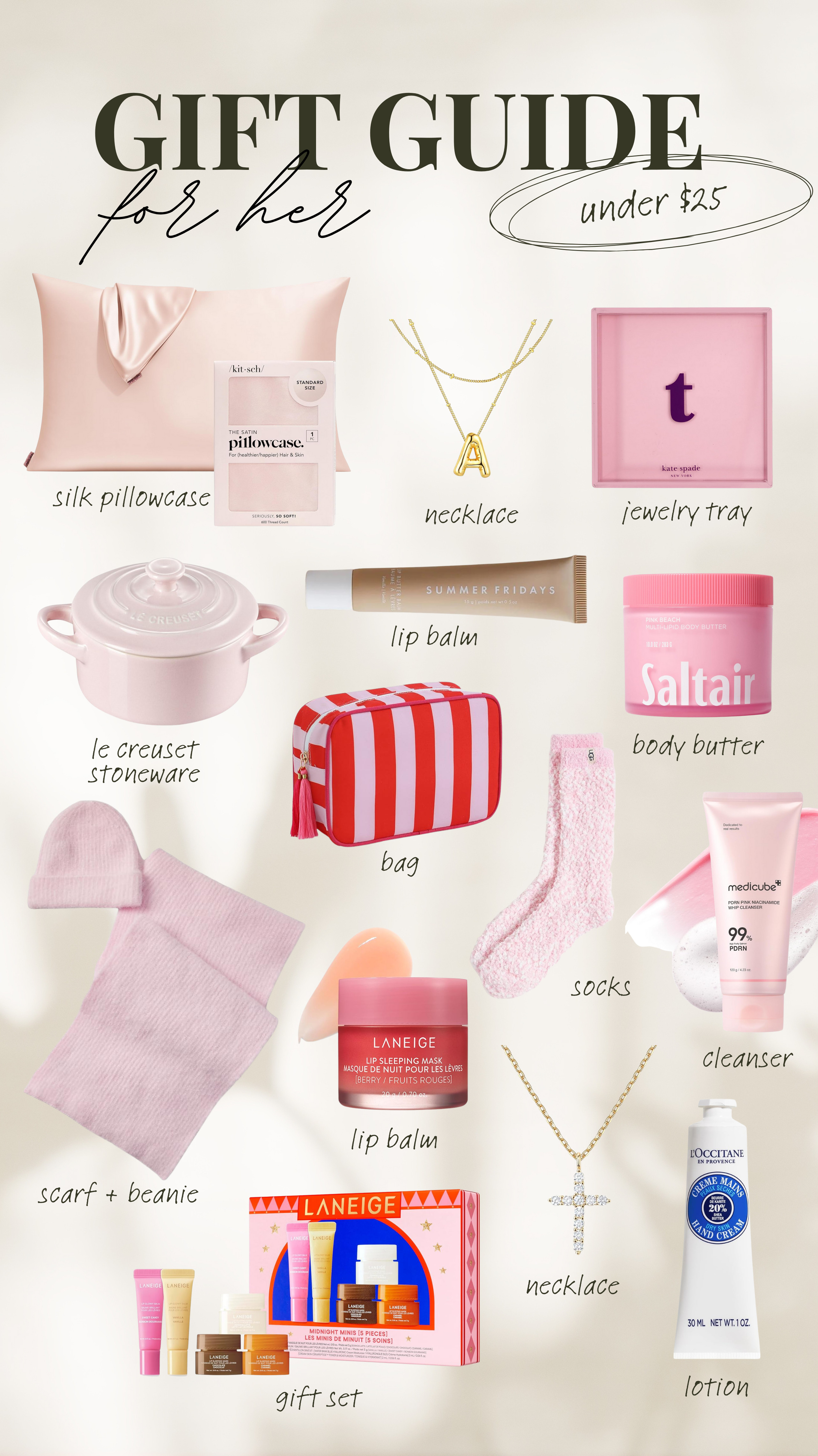 gift guide for her under $25!

gift guide, for her, under $25 gifts for her, pink gifts for her, silk pillowcase 

 #LTKGiftGuide #LTKHoliday #LTKSeasonal