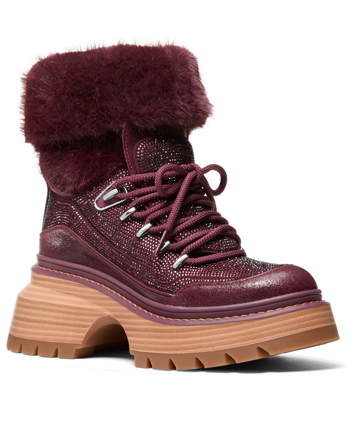 Michael Michael Kors Women's Shiloh Lace-Up Boots - Oxblood/burgundy | Macy's