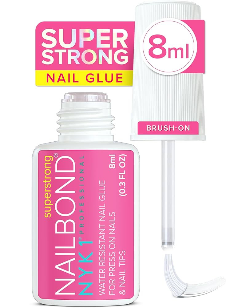 Super Strong Nail Glue for Press On Nails, Nail Tips & Acrylic Nails (8ml) NYK1 NailBond Brush On... | Amazon (US)
