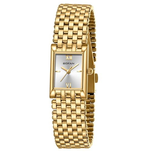 BOFAN Gold Watches for Women Luxury Ladies Quartz Wrist Watch with Stainless Steel Bracelet,Waterproof,Casual Fashion Square Silver Dial.Band Adjustment Tool Included | Amazon (US)