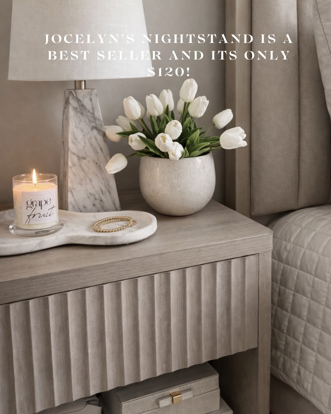 ONLY $120 — FLUTED NEUTRAL NIGHTSTAND! This FLUTED NIGHTSTAND is one of our BEST SELLERS for a reason. The soft neutral finish, vertical texture detail, and clean lines make it look CUSTOM and high-end — without the designer markup.

It instantly elevates a BEDROOM with that MODERN ORGANIC, calm luxury feel. Style it with a MARBLE LAMP, fresh florals, and a candle for the prettiest layered look.

#Amazon #TheHillaryStyle #NightstandStyle #ModernOrganicBedroom #DesignerLookForLess #NeutralHomeDecor #BedroomRefresh #FlutedFurniture #AmazonHomeFinds #LuxuryForLess 

 #LTKU #LTKOver40 #LTKHome