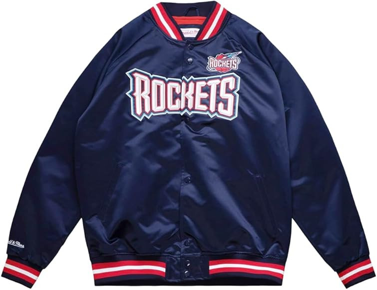 Mitchell & Ness Mens Lightweight Satin Jacket Coats Jackets Outerwear - Blue | Amazon (US)