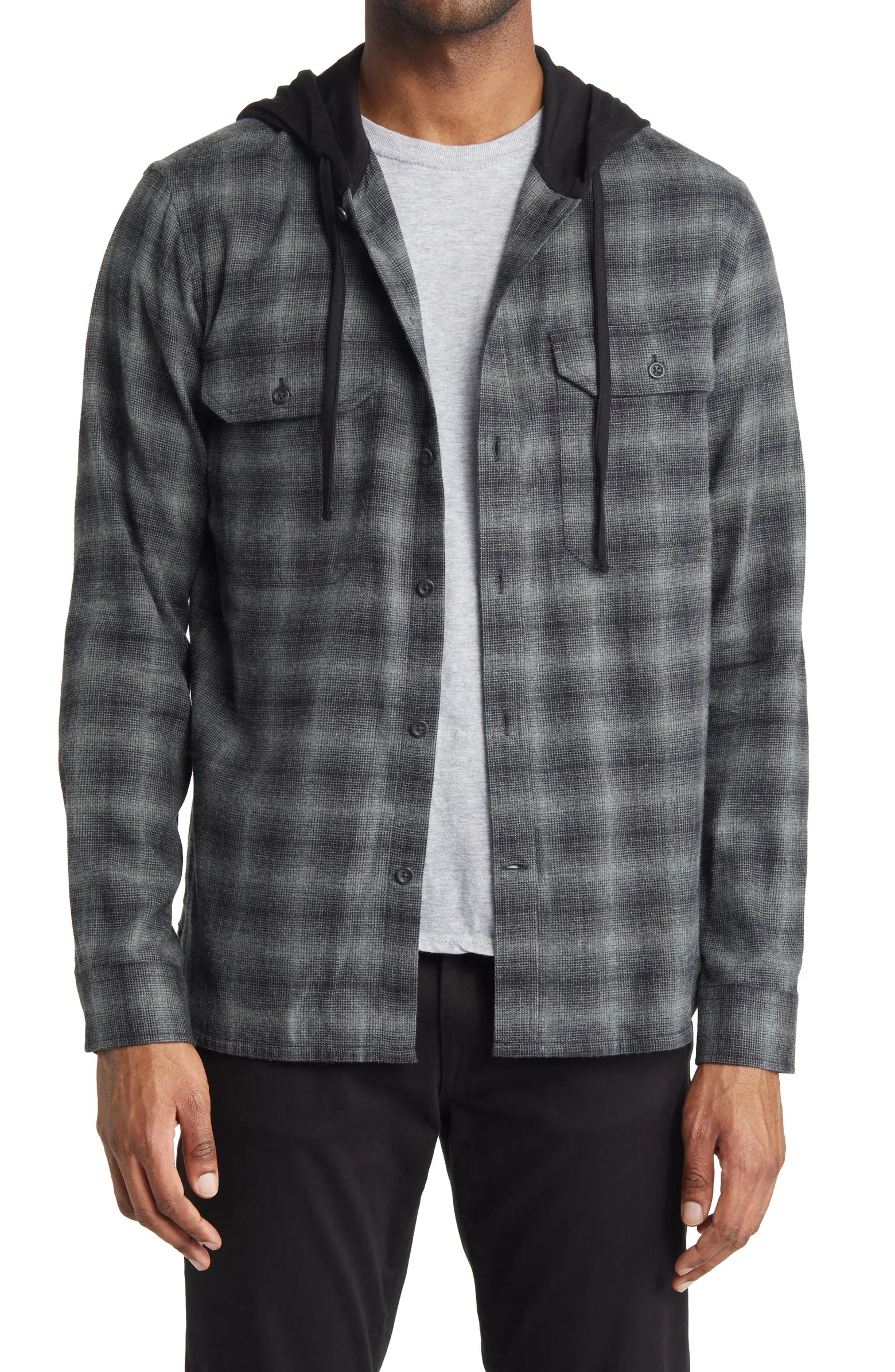 Tonal Shadow Plaid Hoodie | Nordstrom