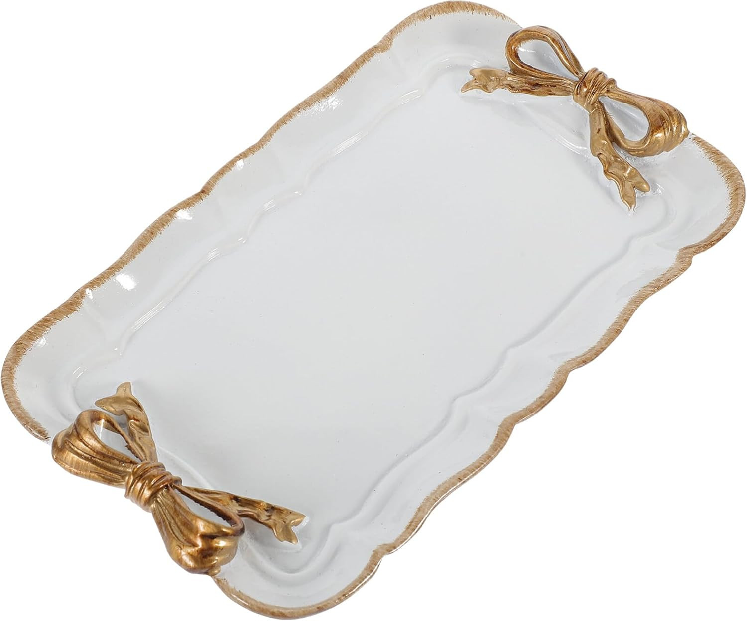STOBAZA Vintage Decorative Tray Towel Tray Bow-Knot Resin Dish Plate Fruit Trays Rings Bracelets ... | Amazon (US)
