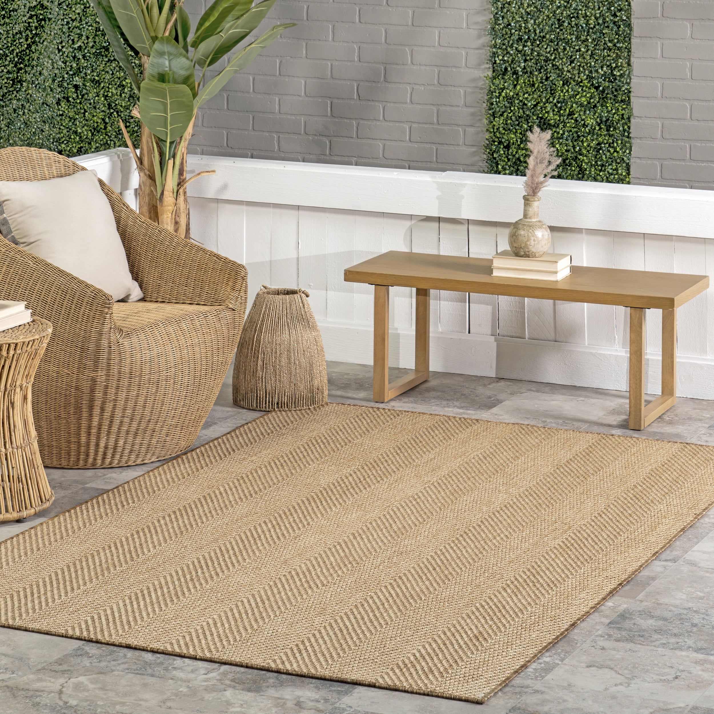 nuLOOM Emerie Solid Casual Indoor/Outdoor Area Rug, 4' x 6', Natural - Walmart.com | Walmart (US)