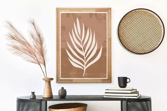 Palm Leaf Wall Art · Palm Frond Botanical Print · Boho Printable Wall Art · Earth Tone Botanic... | Etsy (US)