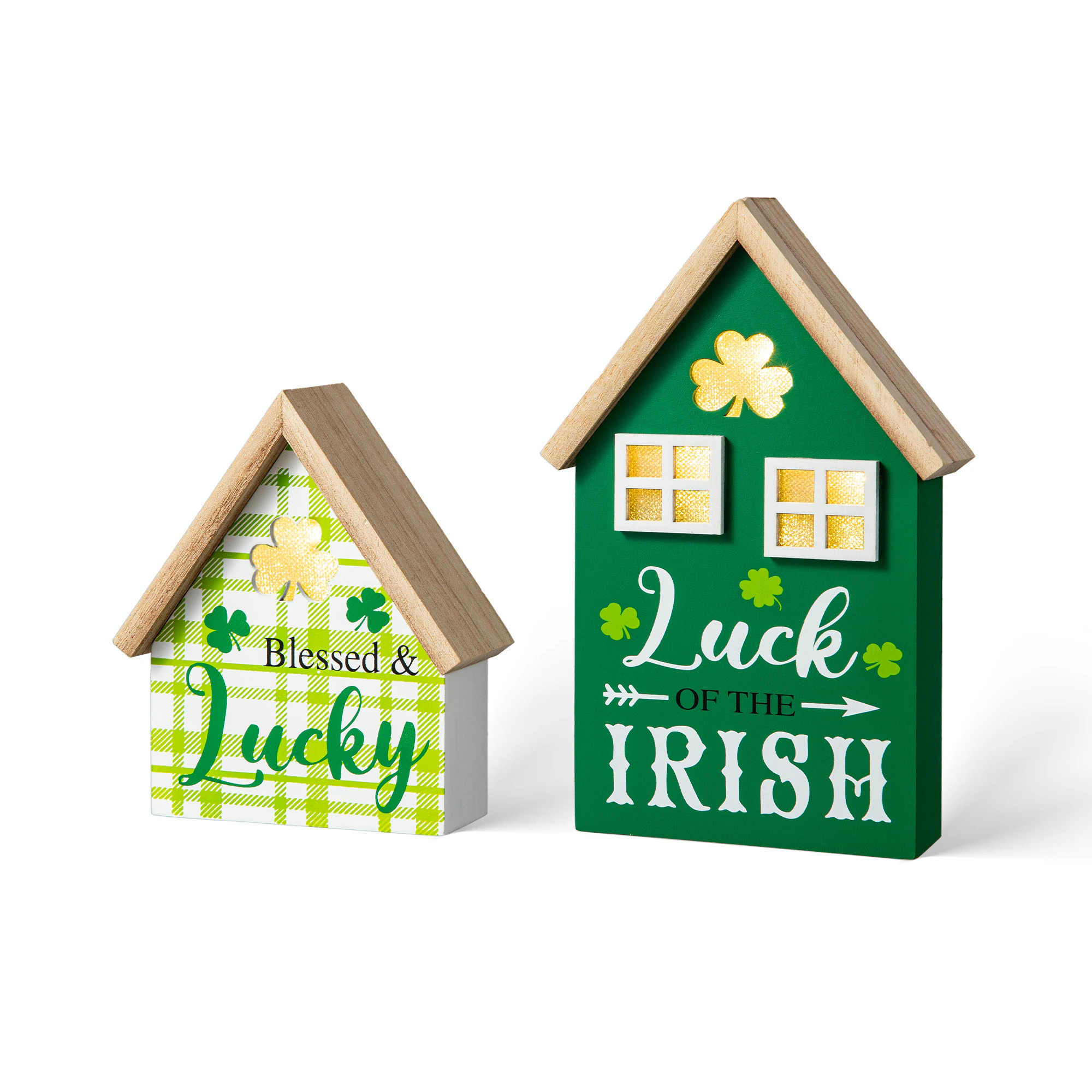 Glitzhome 8.5-in H Lighted St. Patrick's Day Free standing decoration in Green | 2032800016 | Lowe's
