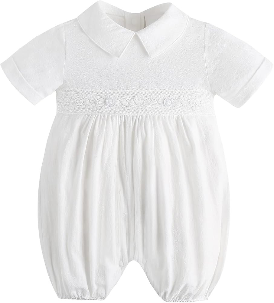 Booulfi Baptism Christening Outfits for Boys Easter White Romper Baby Romper Church Newborn Cloth... | Amazon (US)