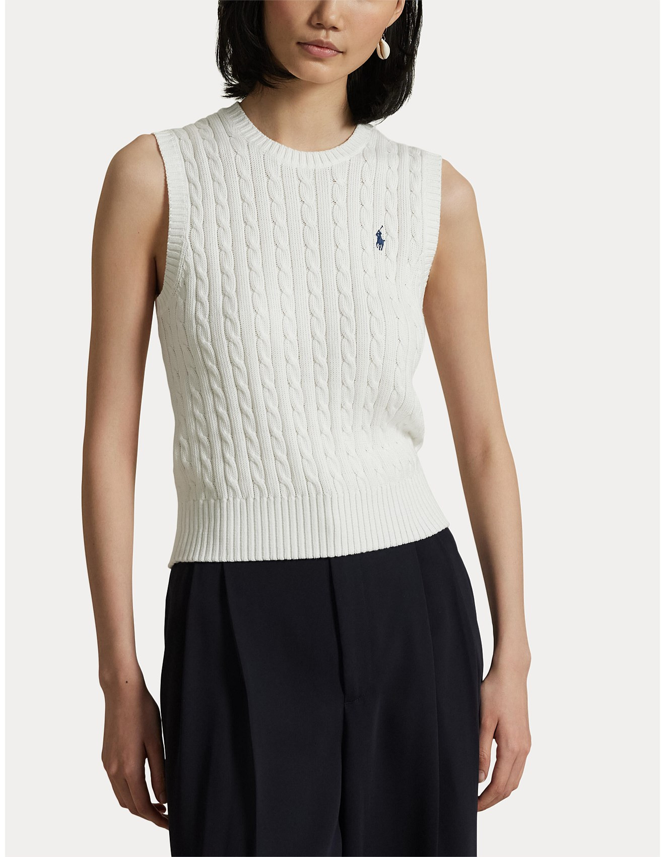 CABLE-KNIT COTTON SWEATER VEST | David Jones (Australia & New Zealand)