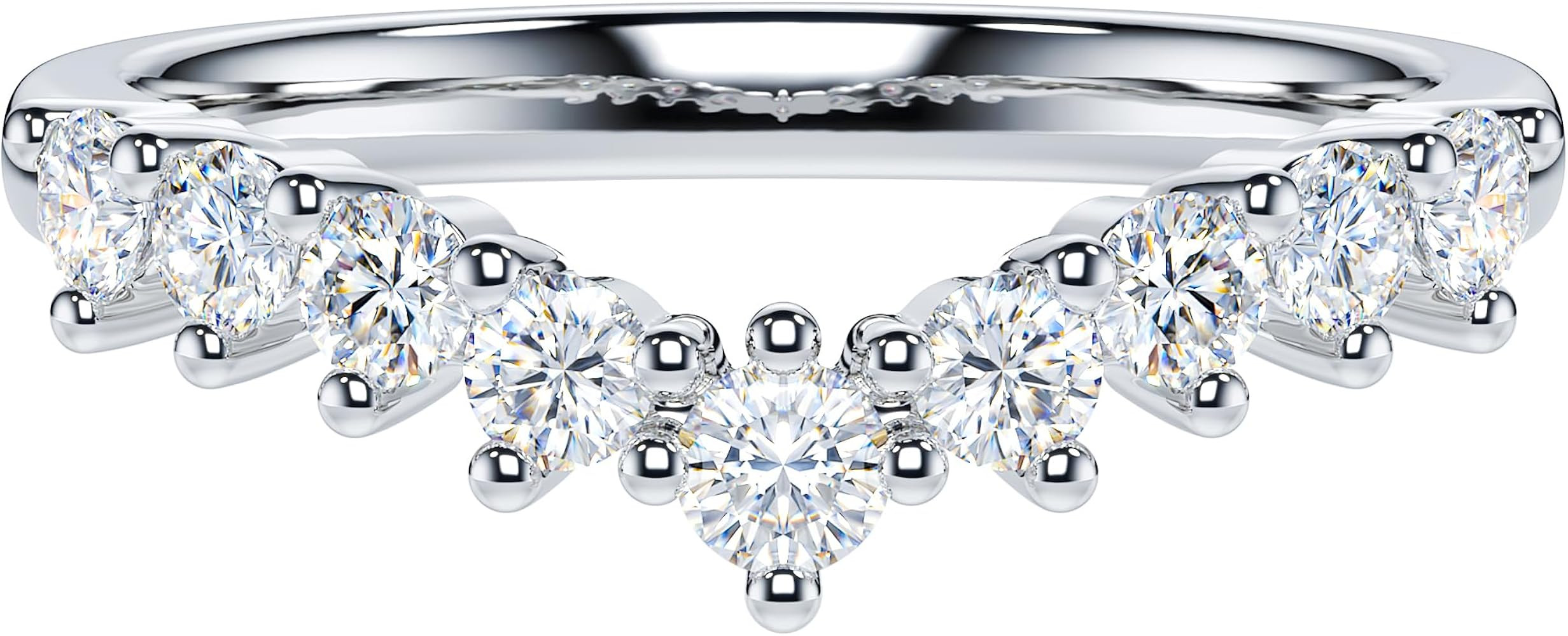 THELANDA Genuine Moissanite or Simulated Diamond Sterling Silver Slight V Shape 3-Prong Set Etern... | Amazon (US)