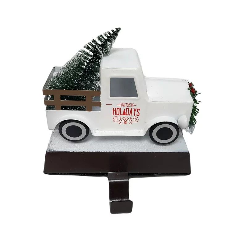 Holiday Time White Vintage Truck Christmas Stocking Holder, 6" tall, 17.6 oz | Walmart (US)