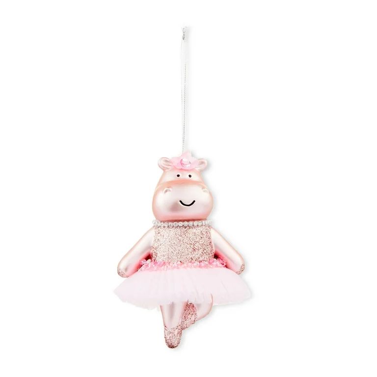 Blush Pink Dancing Hippo Decorative Figurine Ornament, 5.1 in, by Holiday Time - Walmart.com | Walmart (US)