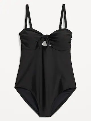 Tie-Front Keyhole Bandeau-Style One-Piece Swimsuit for Women | Old Navy (US)