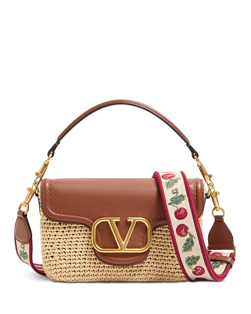 Valentino Garavani Leather & Crochet Raffia Shoulder Bag | Bloomingdale's (US)