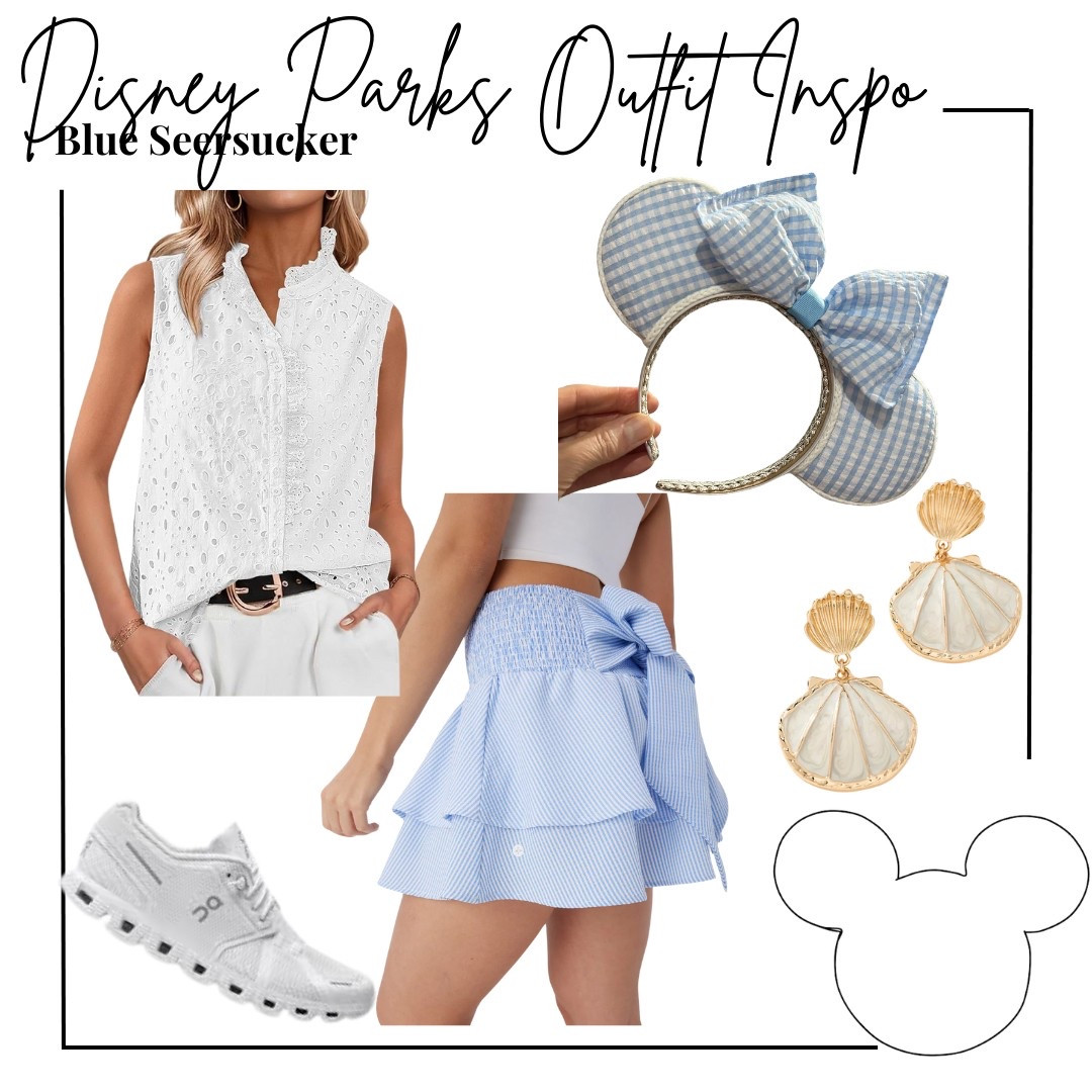 Disney parks outfit inspo - blue seersucker inspo

White eyelet button down tank from loft, halara blue and white striped skort, blue seersucker Mickey ears from Etsy, seashell earrings from Anthropologie, and white on cloud x 5 sneakers 

Midsize, midsize outfit, size 10, ootd, Outfit inspo, coastal finds, Disney parks Outfit, Disney bound,  under $50 outfit, affordable outfit, casual outfit, Disney preppy outfit , Etsy finds, Disney outfit, Mickey ears, minimal Disney style, #ltkdisney, Disney ears, Disney aesthetic, theme park outfit, Disney parks outfit ideas, comfy Disney outfit, small business finds,

#LTKTravel #LTKFindsUnder50 #LTKStyleTip