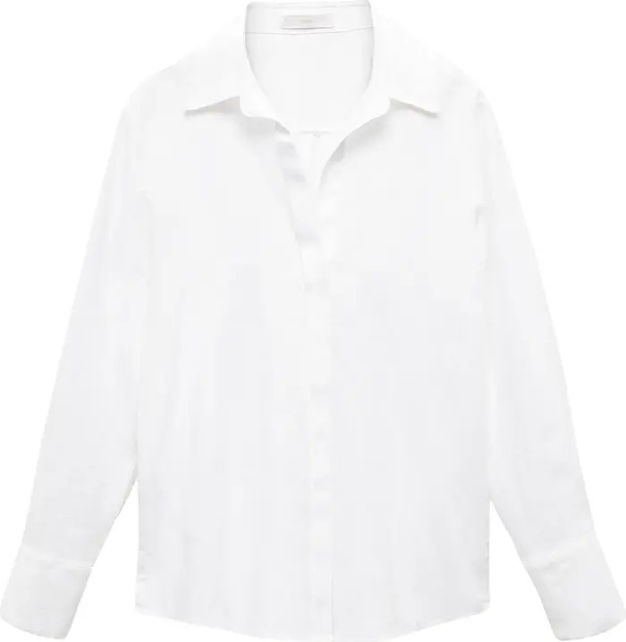 MANGO Button-Up Linen Shirt | Nordstrom | Nordstrom