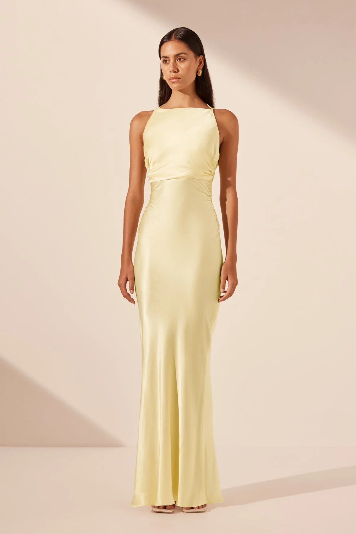 La Lune High Neck Ruched Maxi Dress | Lemon | Dresses | Shona Joy | Shona Joy