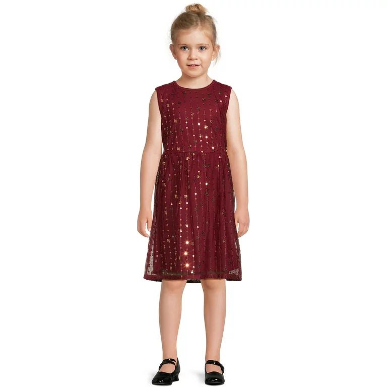 Wonder Nation Girls Scattered Sequin Dress, Sizes 4-18 & Plus | Walmart (US)
