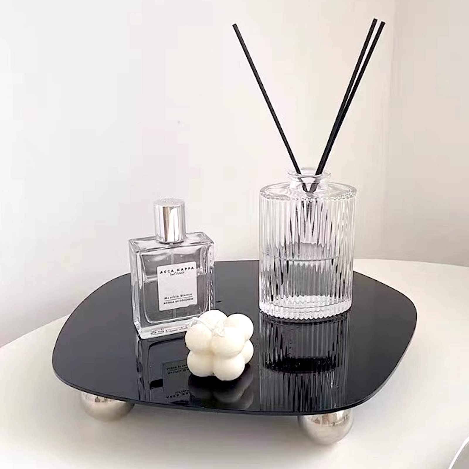 BLOFLO Acrylic Decorative Footed Tray, Irregular Black Acrylic Tray for Perfume Vanity Dresser, M... | Amazon (US)