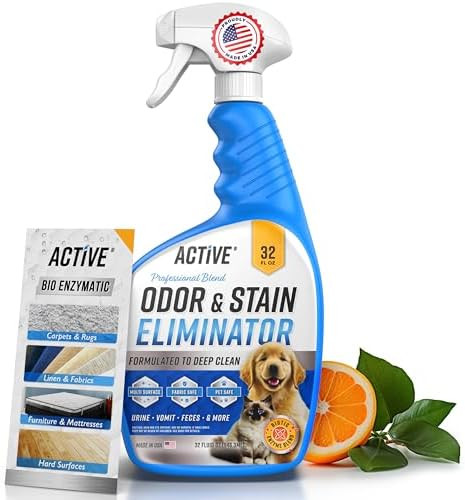 Pet Odor and Stain Eliminator - 32 oz ACTIVE Enzyme Cleaner for Dog & Cat Urine, Stain Remover Sp... | Amazon (US)