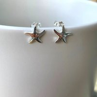 Starfish Stud Earrings, Sterling Silver Studs, Ocean Lover Gift, Summer Dainty Beach Earrings | Etsy (US)