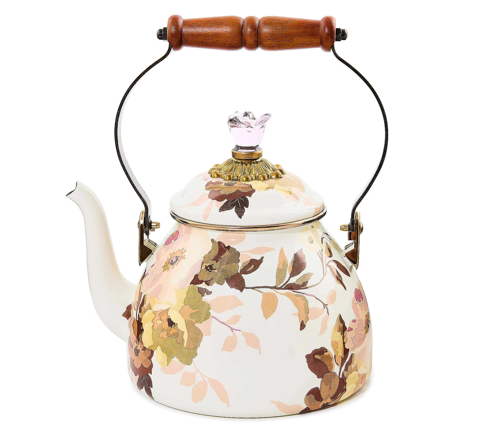 As Is MacKenzie-Childs 2-Qt Wild Rose Enamel Tea Kettle | QVC