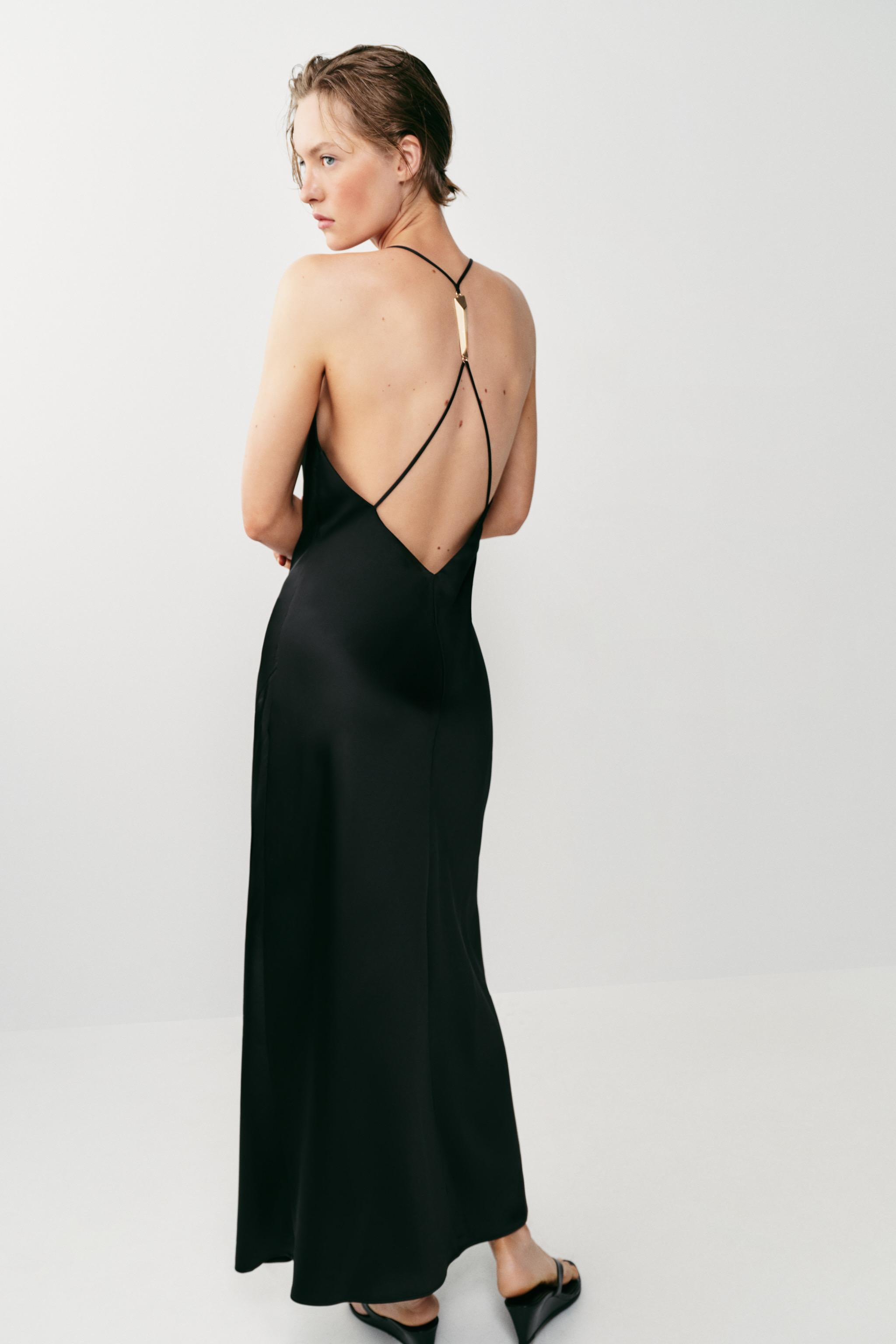 GOLDEN HARDWARE SATIN EFFECT DRESS | Zara US