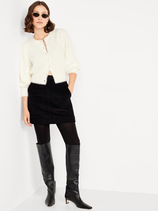 Cropped Eyelash Cardigan Sweater | Old Navy (CA)