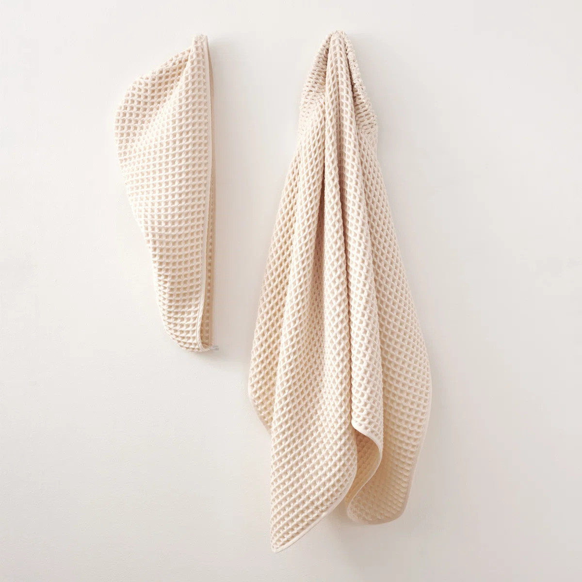 DKNY Pure Yarn Dyed Waffle Unbleached Cotton Body Wrap And Hair Wrap Set Natural | Wayfair North America