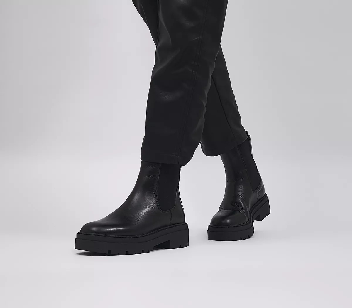 OFFICE
								Ace Cleat Sole Chelsea Ankle Boots
								Black Leather | OFFICE London (UK)