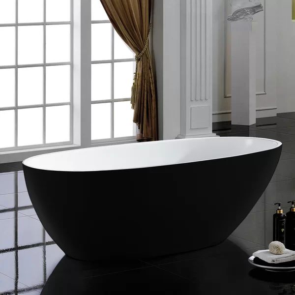 Edinger 67" x 34" Freestanding Soaking Acrylic Bathtub | Wayfair North America