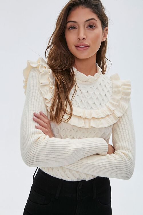 Ruffled Honeycomb Knit Sweater | Forever 21 (US)