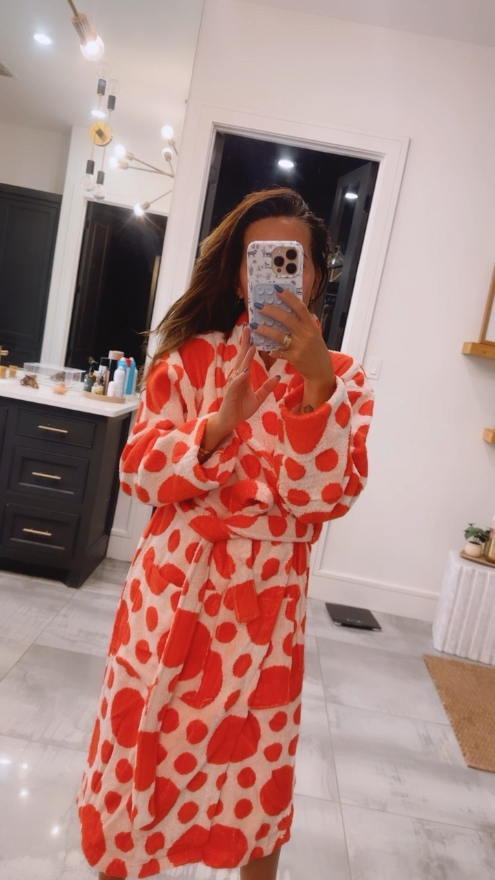 New red bath robe and pjs 