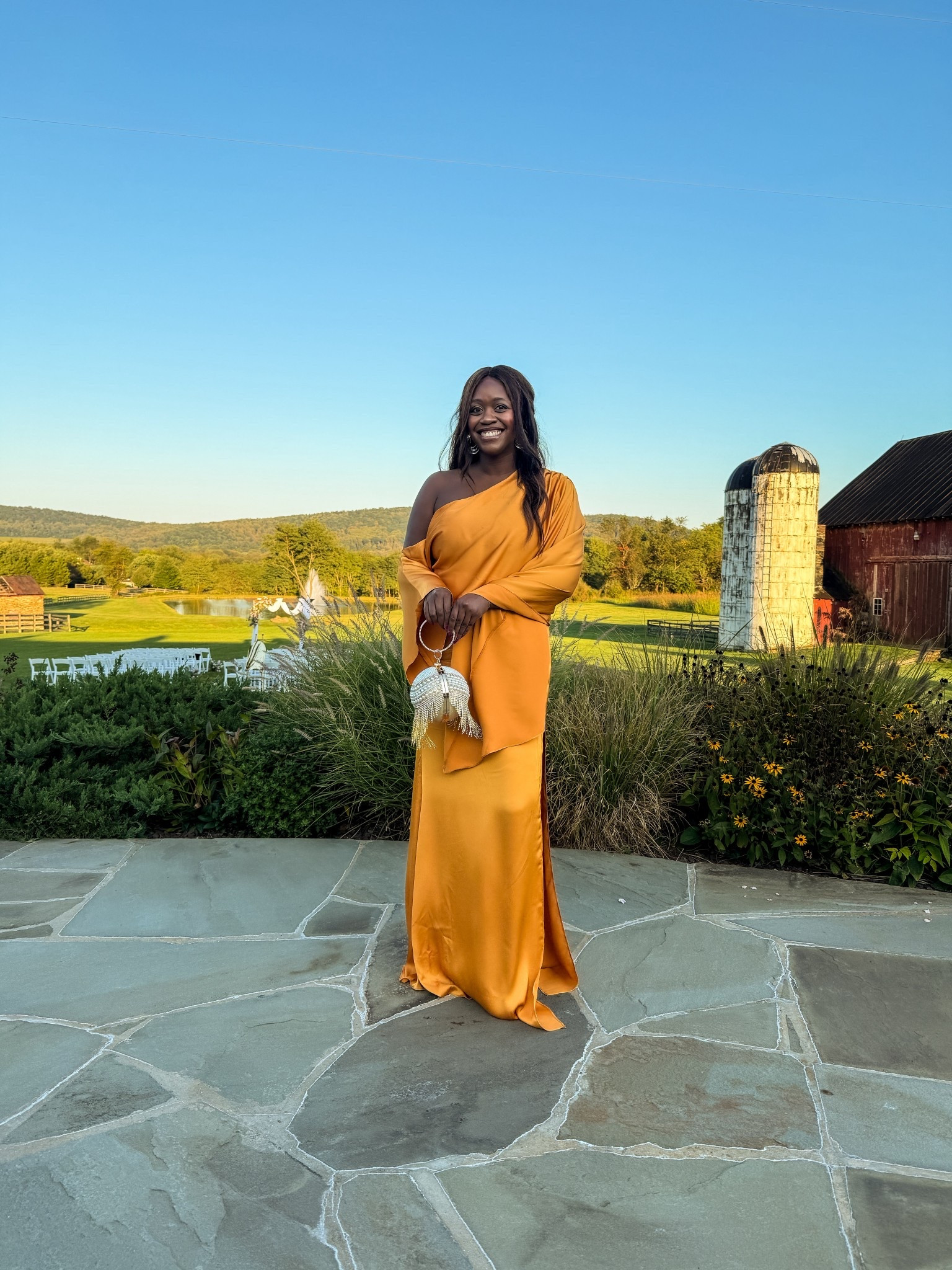 Fall wedding guest outfit idea / golden yellow gown / formal attire / wearing a size large! 

#LTKStyleTip #LTKMidsize