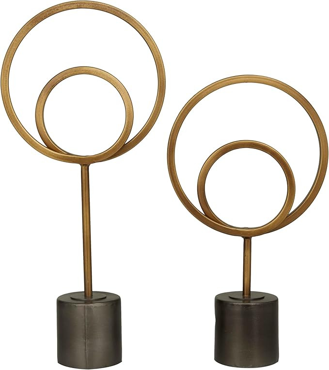 The Novogratz Metal Geometric Decorative Sculpture Circle Home Decor Statues with Black Base, Set... | Amazon (US)