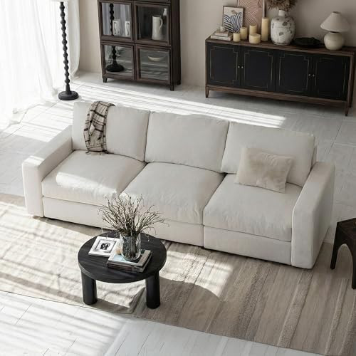 Cloud Couch Sectional 113.8'' Oversized White Modular Cloud Sofa with Storage Ottoman Deep Seating with Washable Covers Cloud Couches for Living Room 3 Seater | Amazon (US)