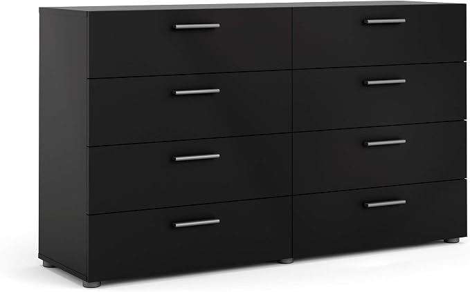 Tvilum, 8 Drawer Double Dresser, Bedroom, Modern Silver Drawer Handles, Contemporary, Black | Amazon (US)