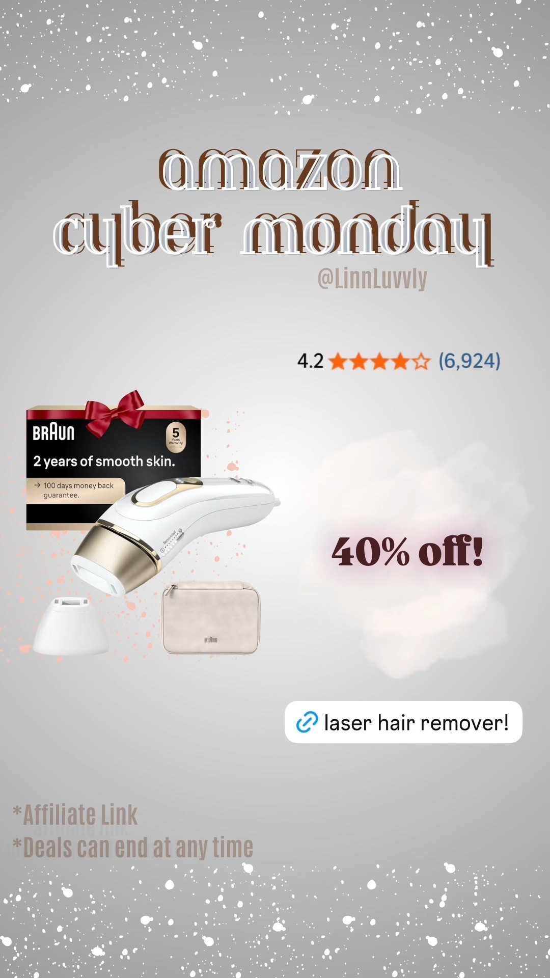 Braun IPL at Home Laser Hair Removal for Women and Men

Cyber Monday Sale✨

#LTKSaleAlert #LTKCyberWeek #LTKselfcare