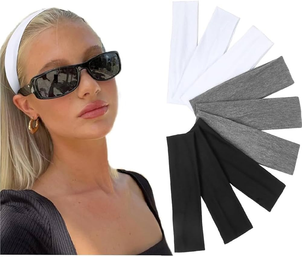 White Headbands for Women Black Hair Bands for Women's Hair Non Slip Elastic Cloth Head Band Fash... | Amazon (US)
