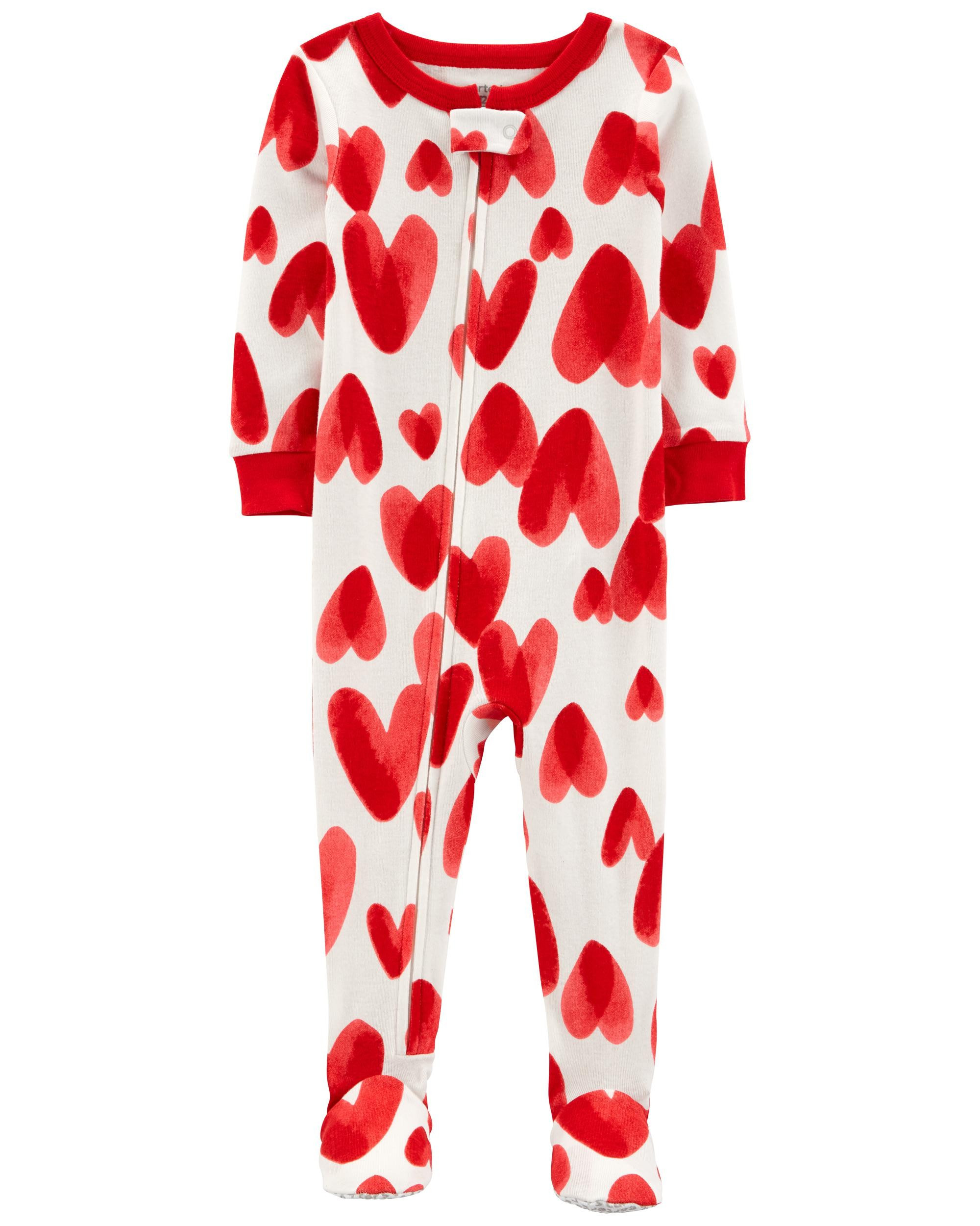 1-Piece Hearts 100% Snug Fit Cotton Footie PJs | Carter's