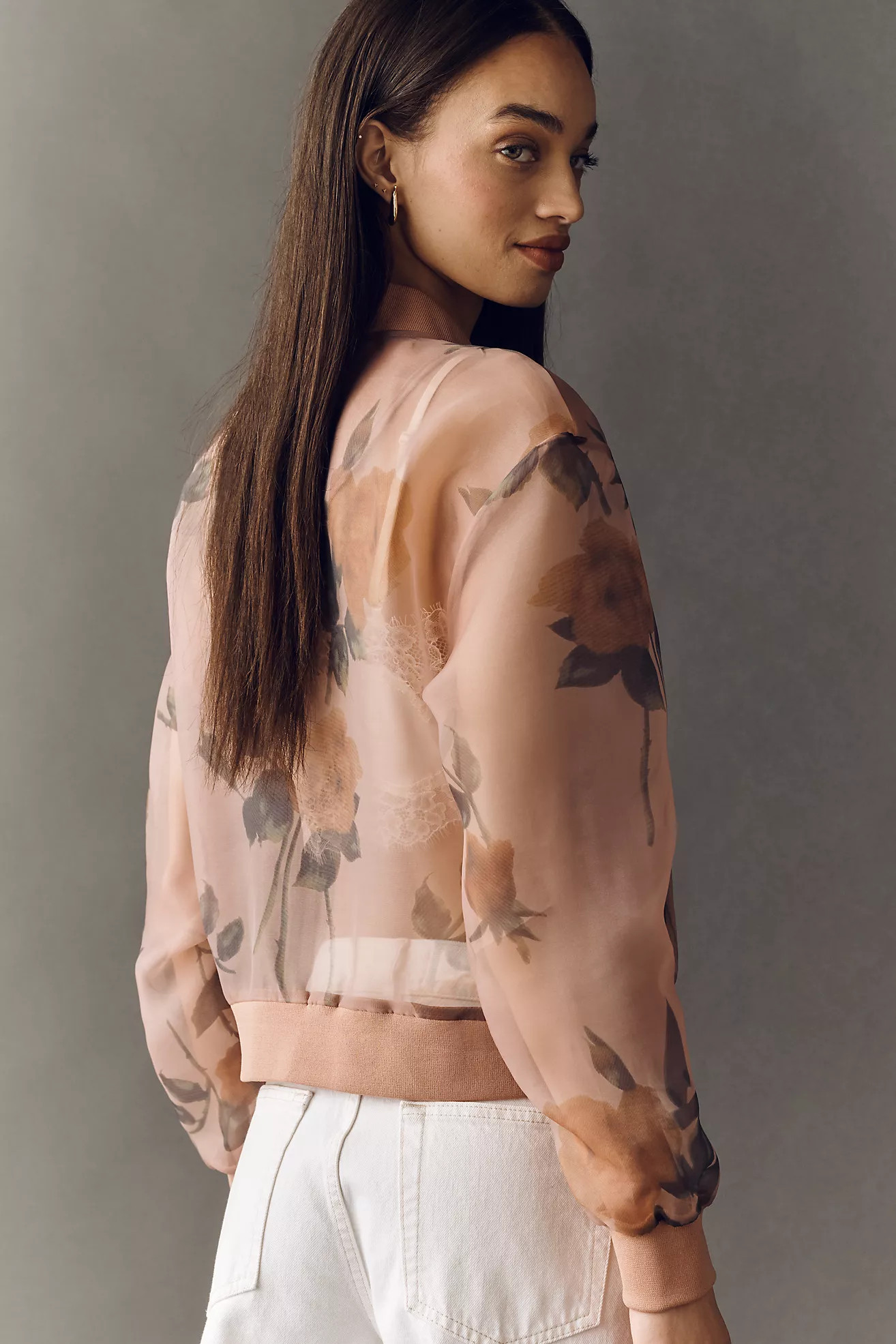 NVLT Floral Organza Bomber Jacket | Anthropologie (US)